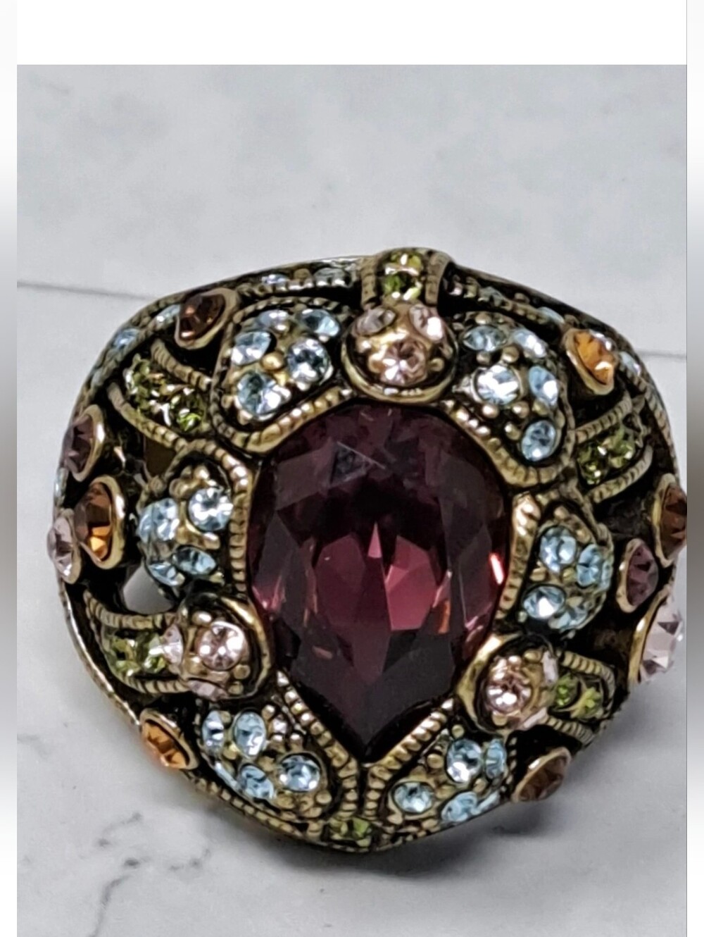 Heidi Daus Swarovski Crystal Statement Cocktail Ring - 9.5